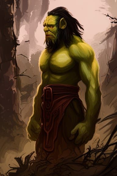 Orc Chieftain in Alien Forest, Digital Painting