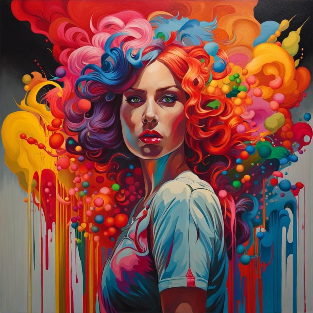 Expressive Portrait Conveying Inner Turmoil Through Color