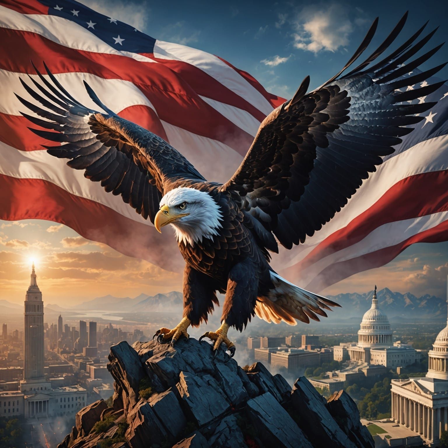 Patriotic Eagle in Red, White, and Blue