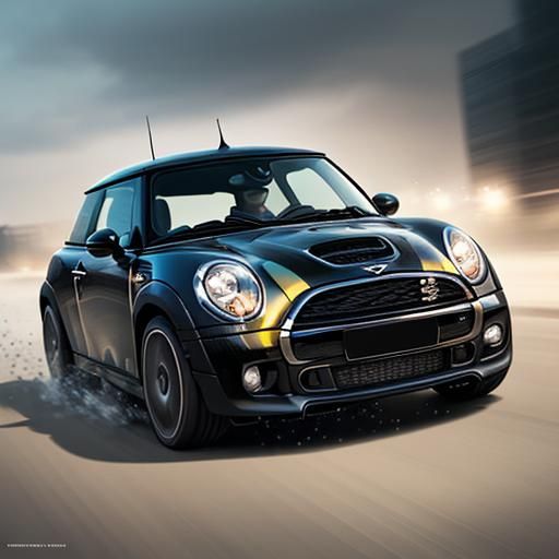 Batman Drives Mini Cooper: Hyperrealistic Splash Art