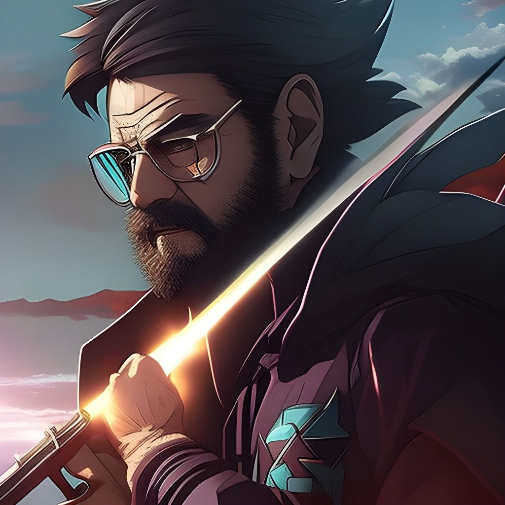 Walter White in Anime Style Digital Art