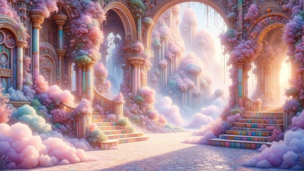 Ethereal Palace of Aphrodite in Archaic Style