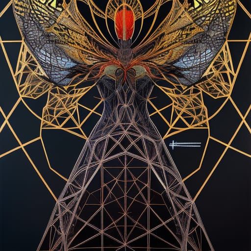 Intricate Black Widow Mesh with Liquid Crystal Details