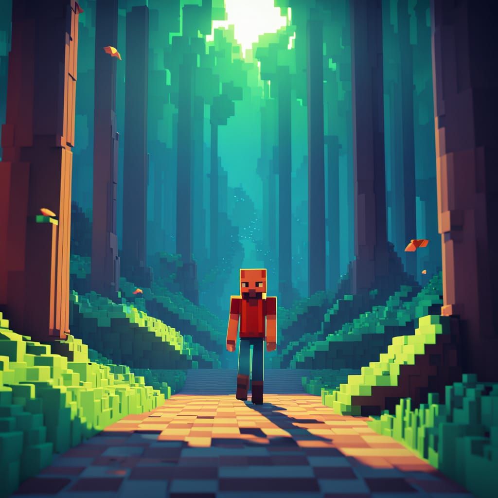Steve Embarks on an Epic Quest Through a Vibrant Blocky Land...