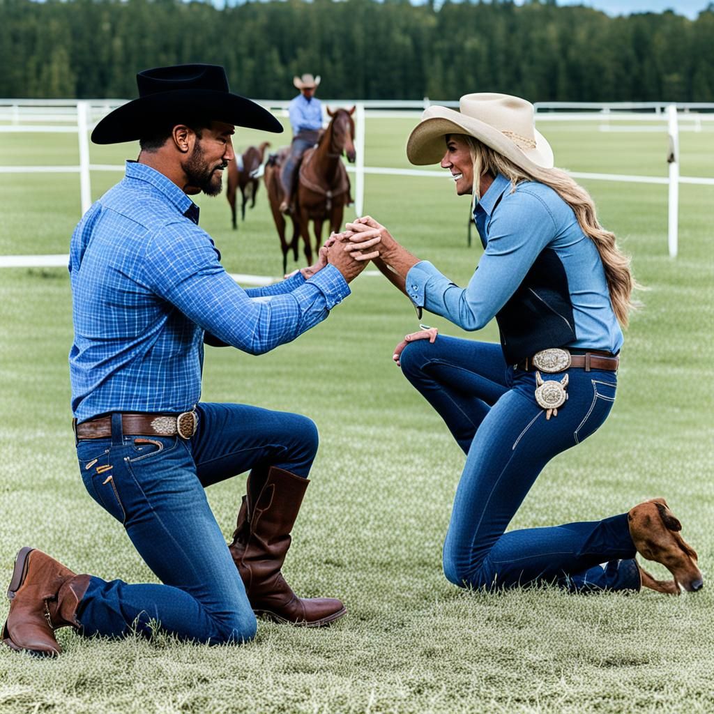 Cowboy Proposes to Cowgirl on One Knee