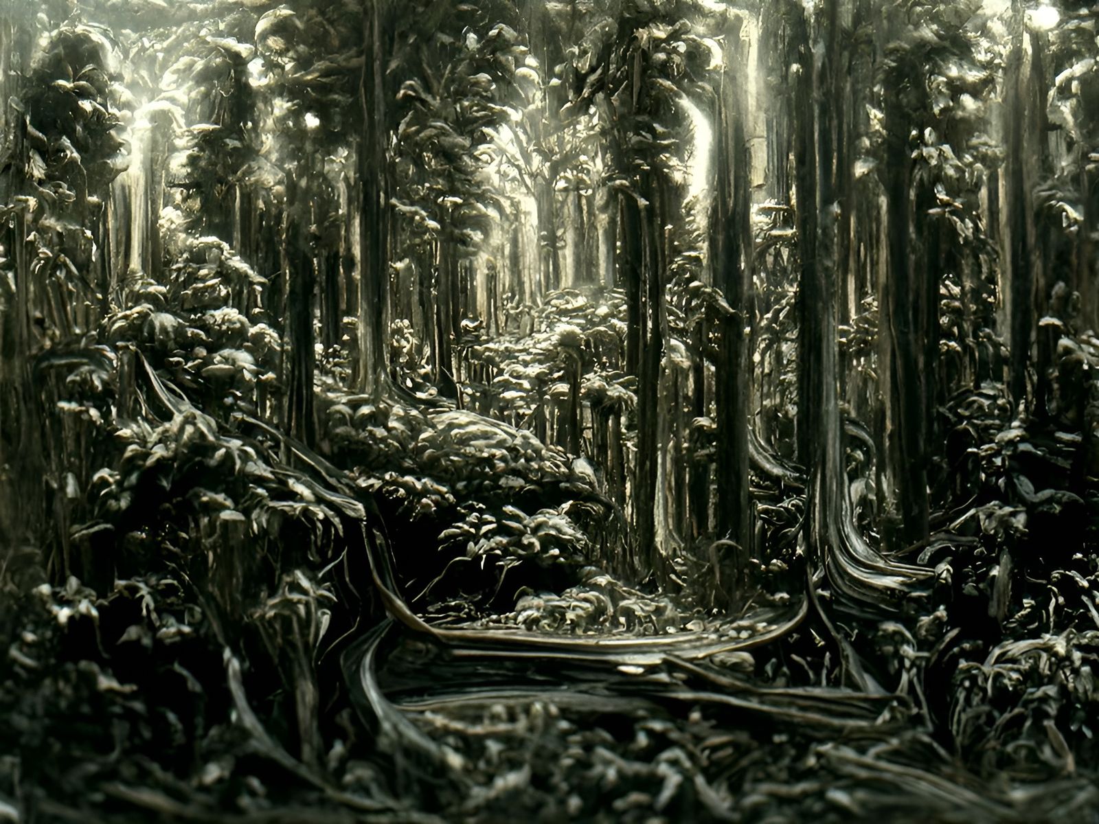 Gold Inlayed Mystical Forest Platinum Engraving