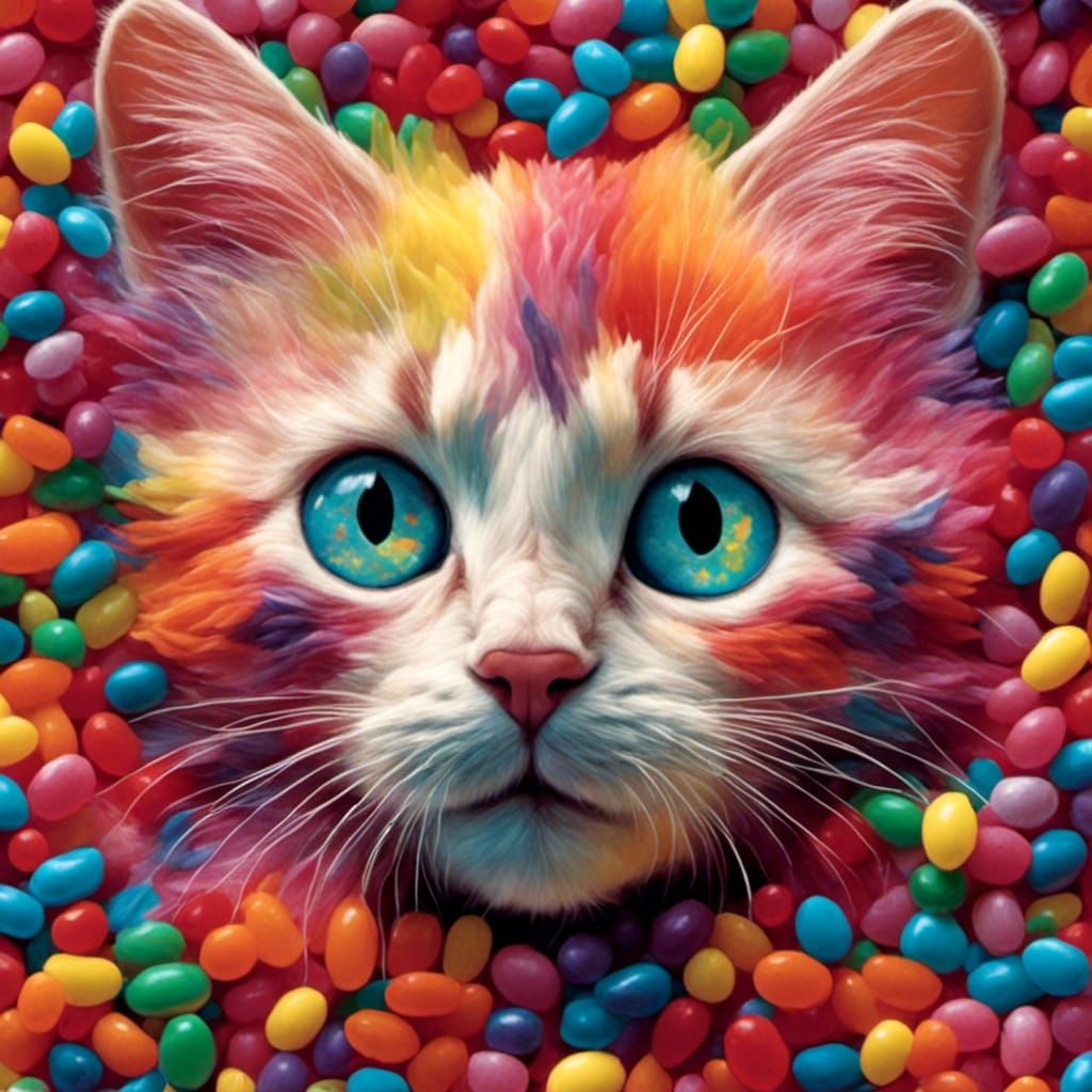 Jelly Bean Kitten: Intricate 16K Resolution Image
