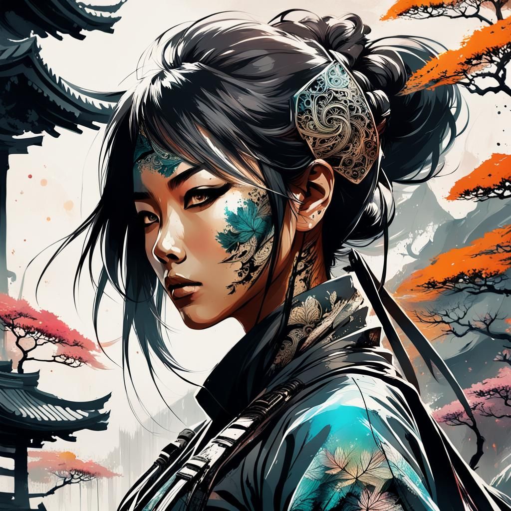 Beautiful assassin ninja girl