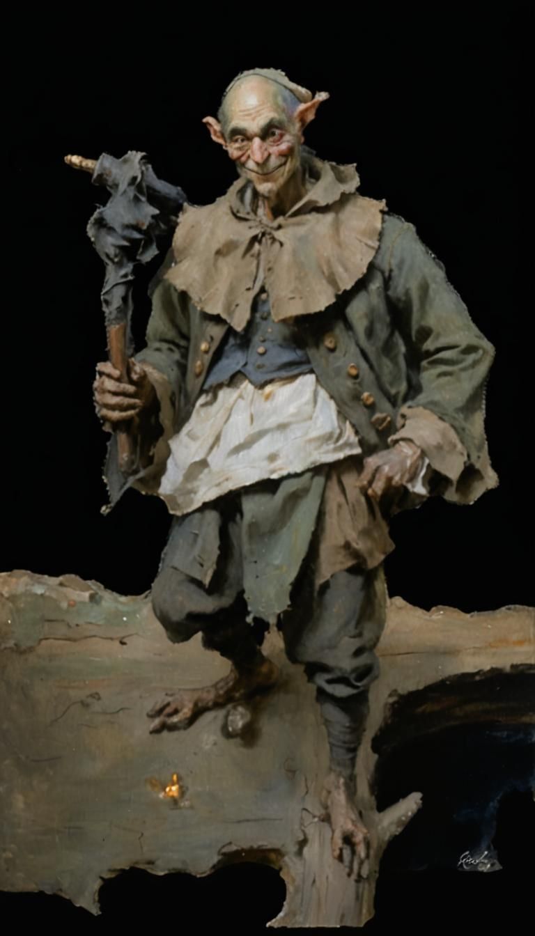 Goblin with Flute: French Impressionist Portrait