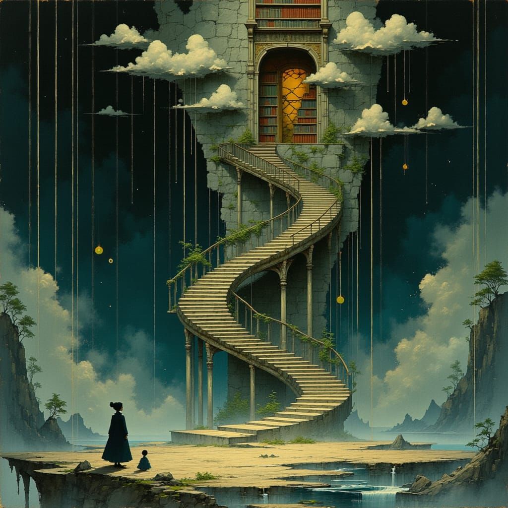 Surreal Lakeside Opera Stage in Studio Ghibli Style