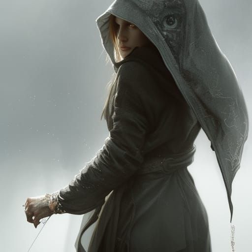 Hooded Halfling Portrait in Digital Art Style