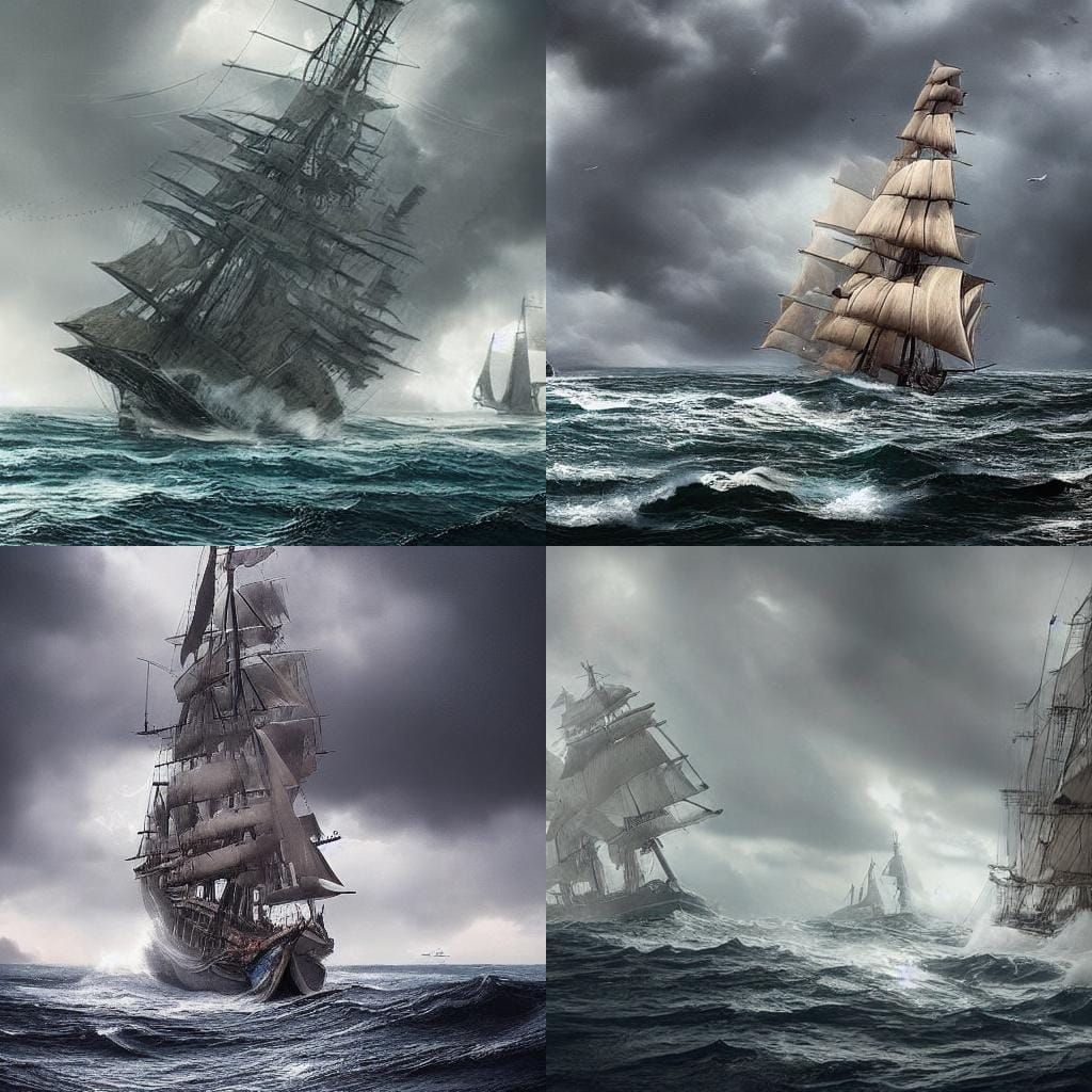 Sailing Boat in a Bottle During Storm