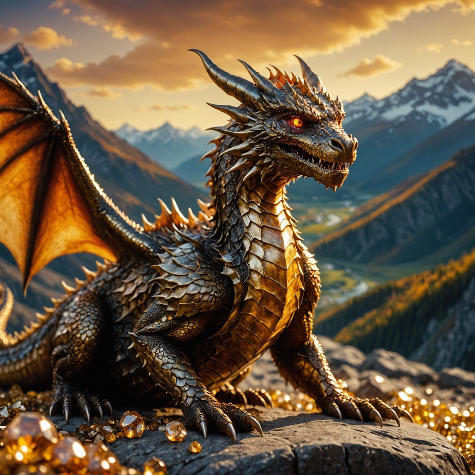 Golden Dragon Amidst Treasures