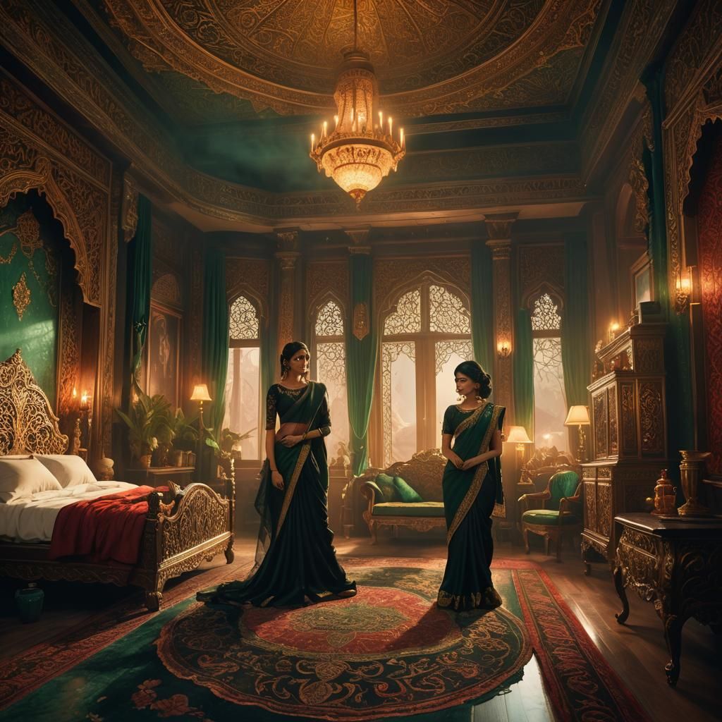 Ethereal Girl in Saree: Fantasy Matte Painting