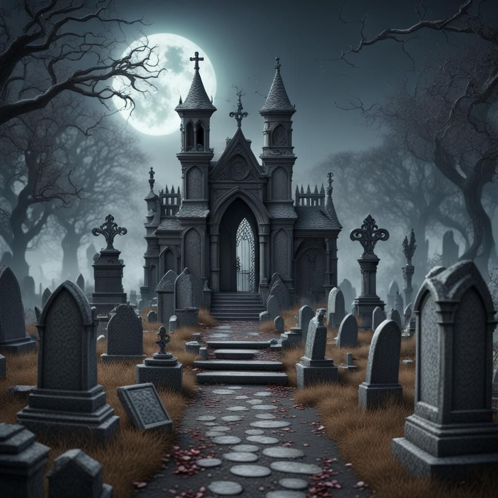 Dark Graveyard Fairytale in Detailed 3D