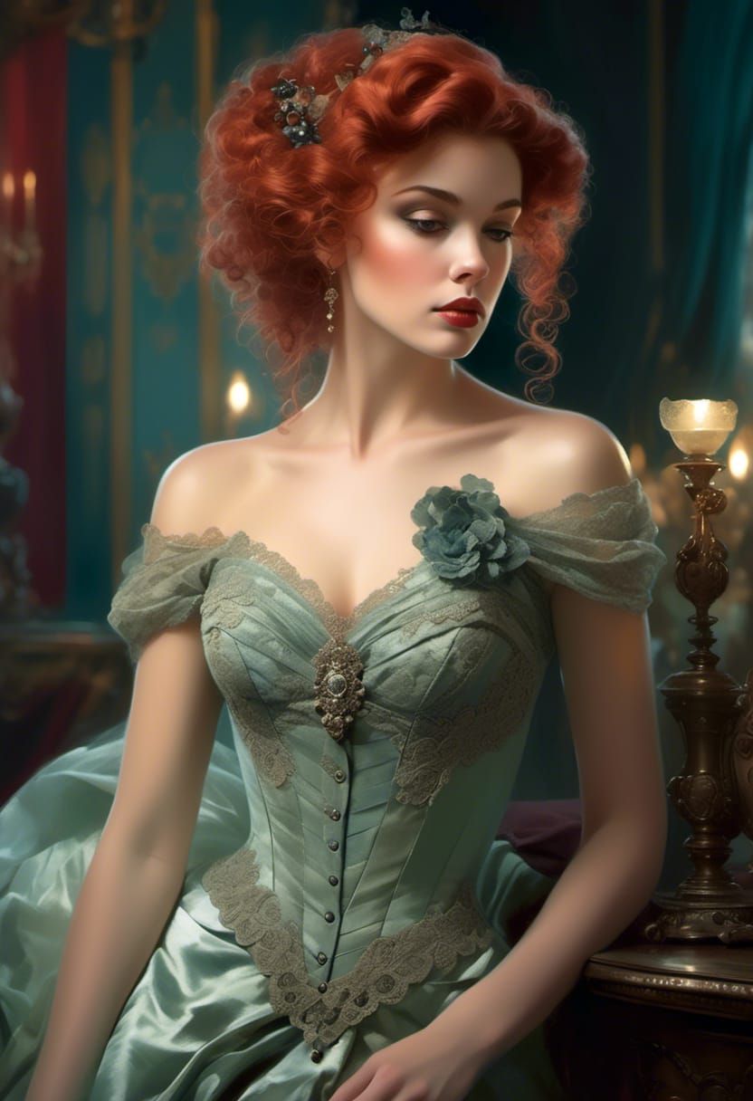 Rococo Lady in Velvet and Lace Portrait