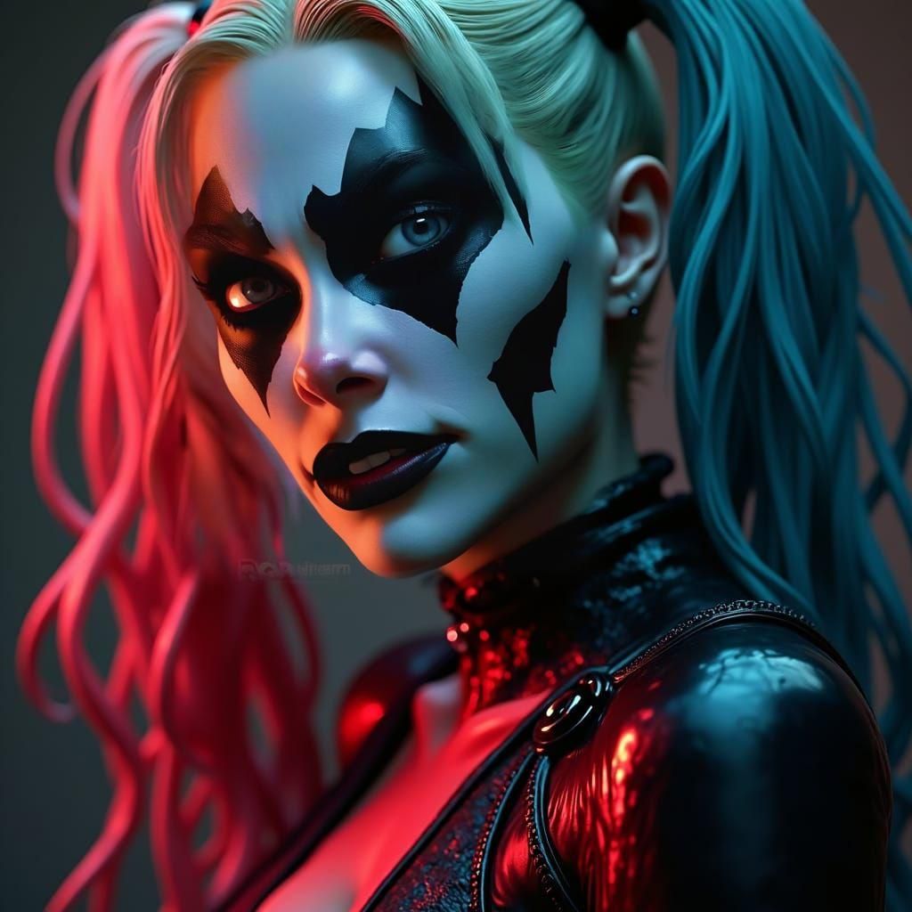 Harley Quinn Black Venom Skull Portrait