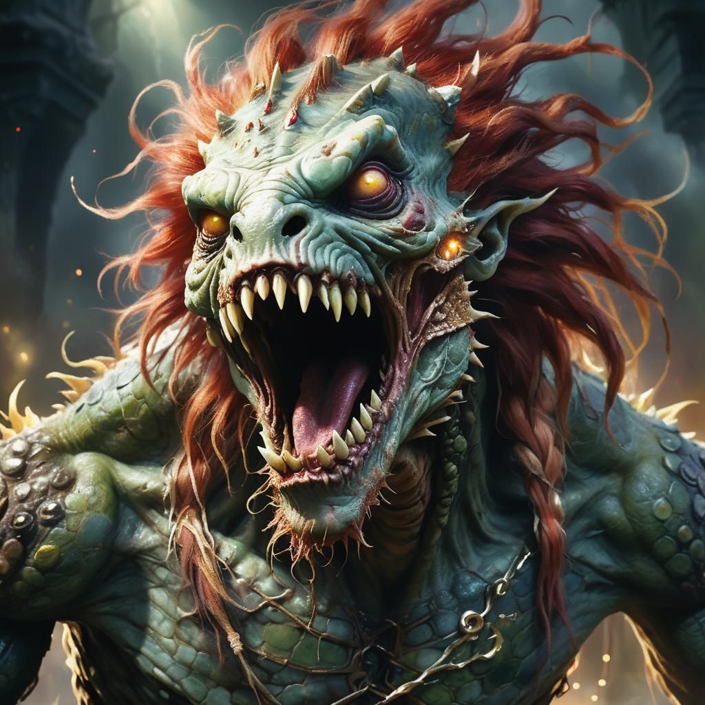 Zombie Monster Portrait in Dark Fantasy Style