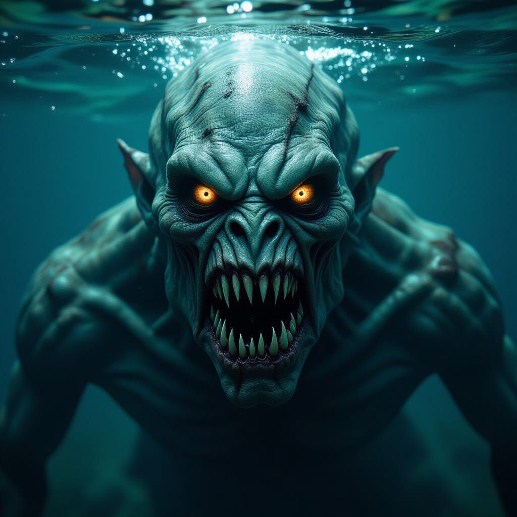 Eldritch Deep One Horror in Ultrarealistic Style