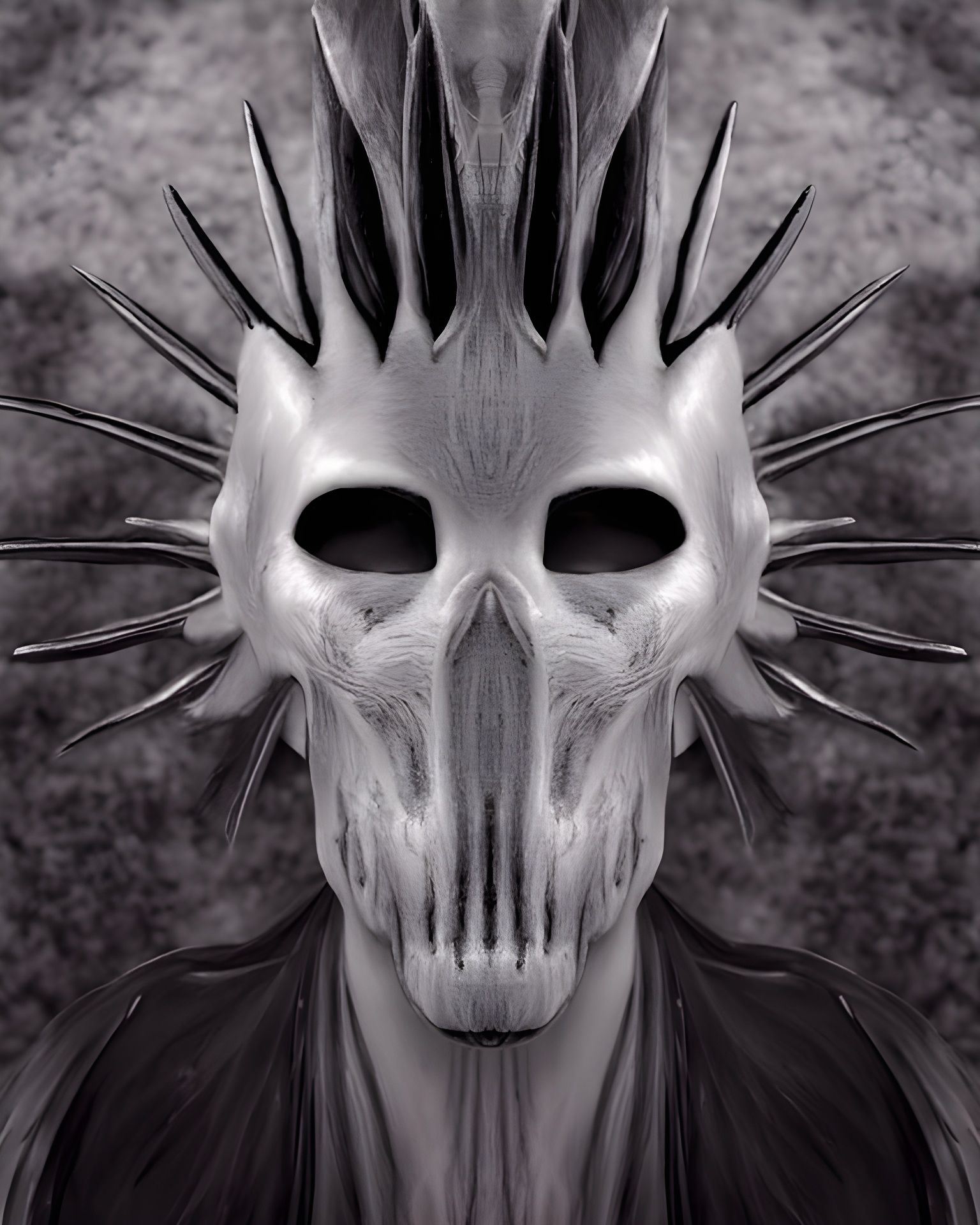 Sinister Spiked Skeletal Bone Mask in Photorealistic Style