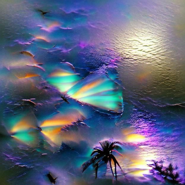Abstract Iridescent Flowing Lines Design