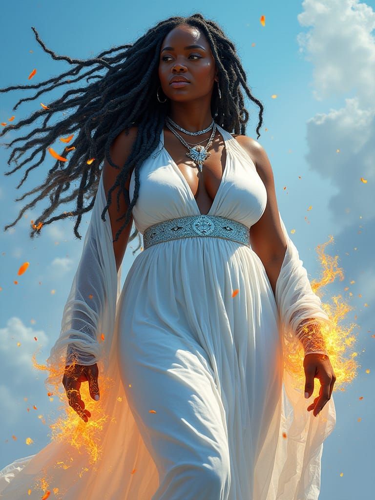 Goddess of Ice and Fire in Fantasy Style
