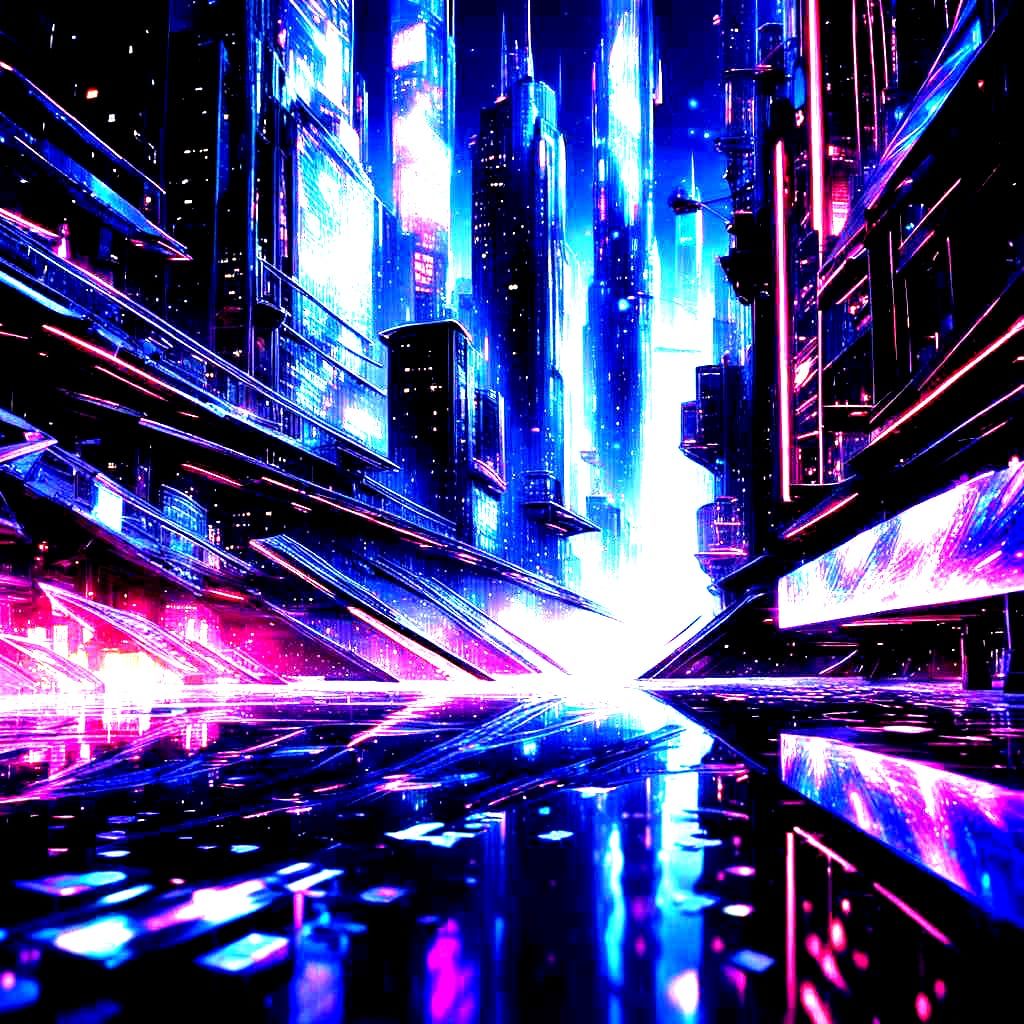 Subjective Universe Through Prism in Cyberpunk Style
