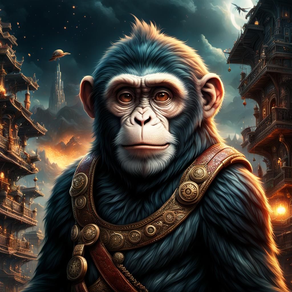 Anime Monkey Character: Digital Matte Painting