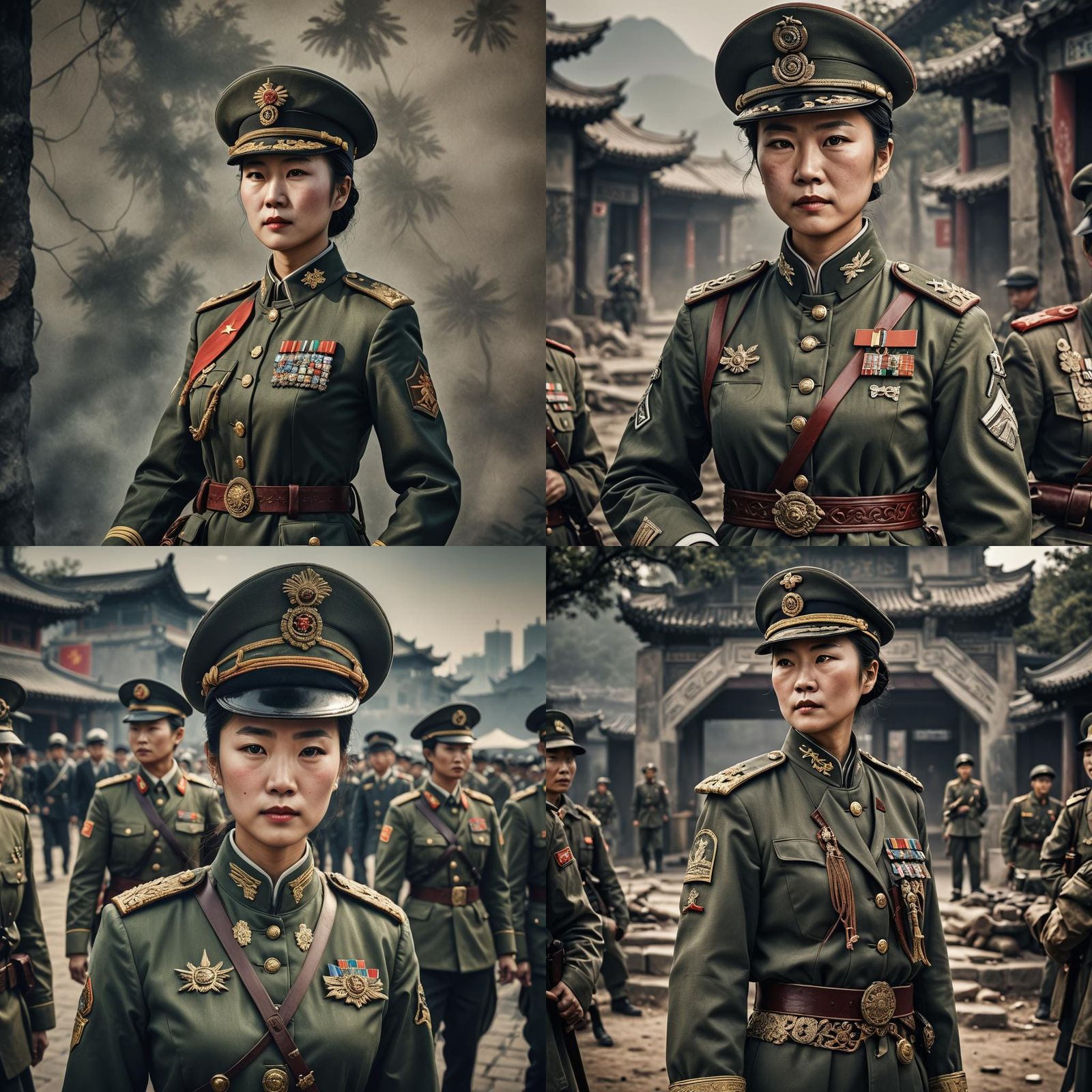 Hyperrealistic Chinese Female General Portrait