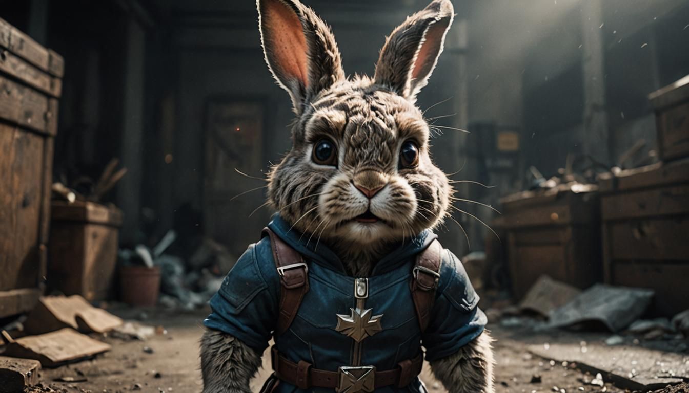 Cute Furry Rabbit Superhero Fights Villains