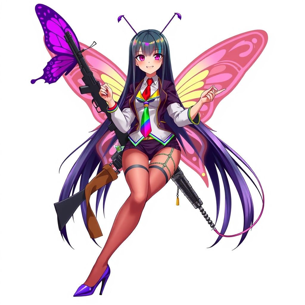 Anime Girl Controlled by Mysterious Purple Butterfly in Vibr...