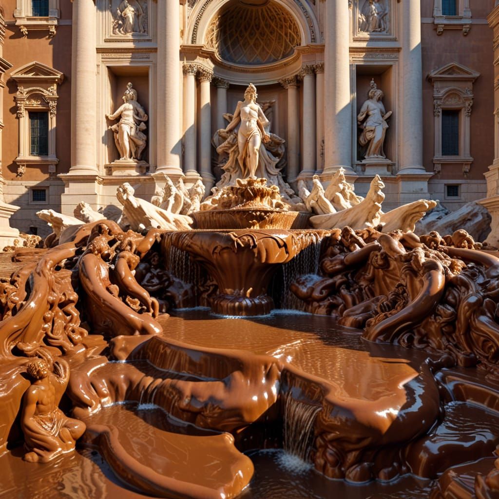 The Trevi Fountain turned into a majestic chocolate monument