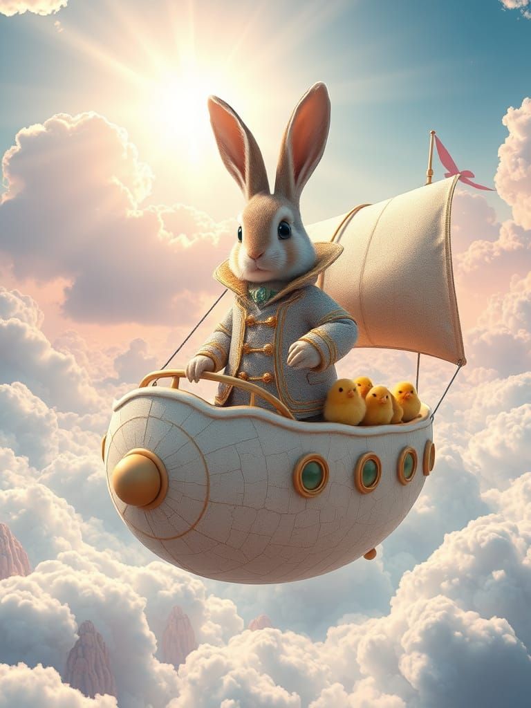 Pastel Pirate Bunny Commands Majestic Cloudship