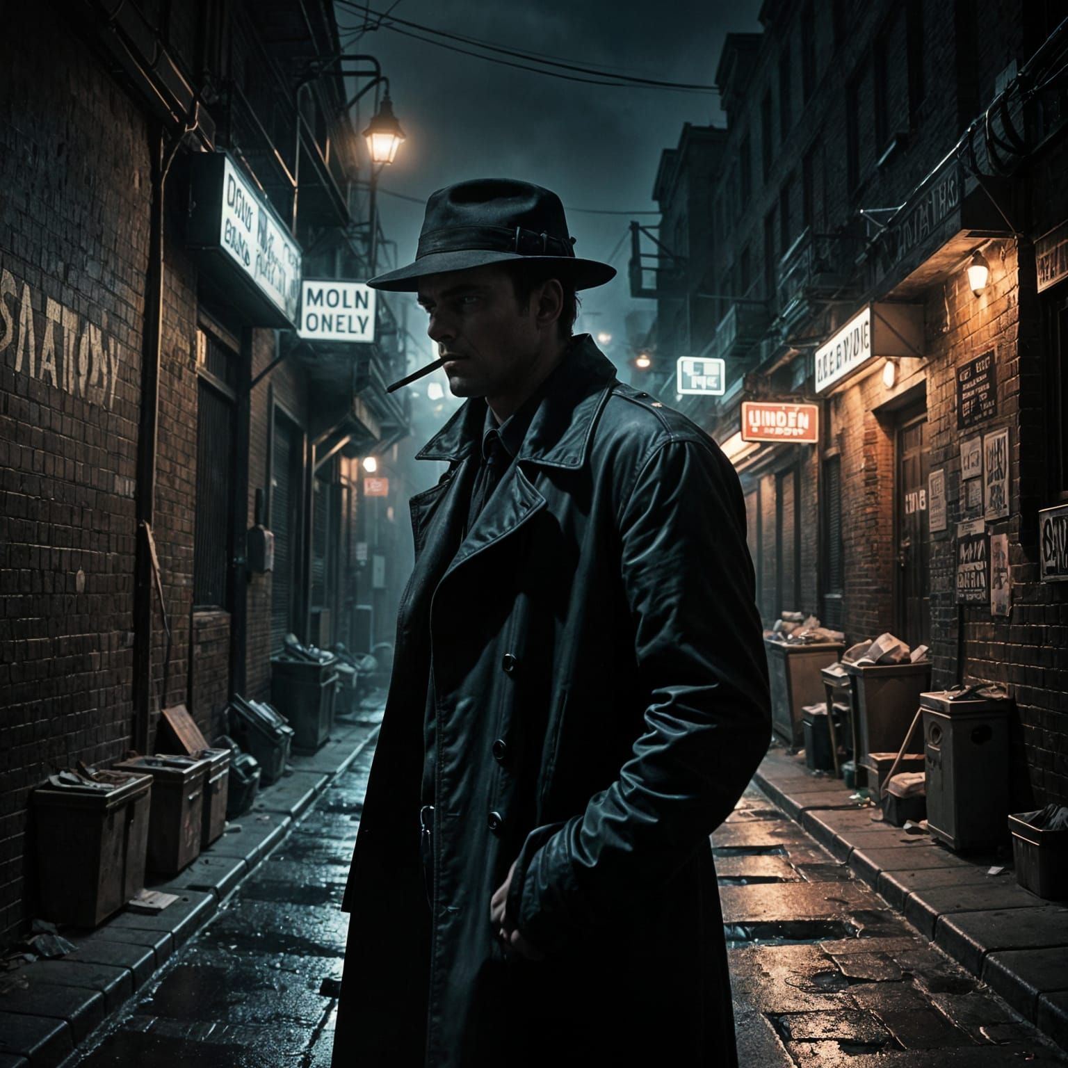 The Sin Tax Collector in a Dark Neo-Noir Cityscape