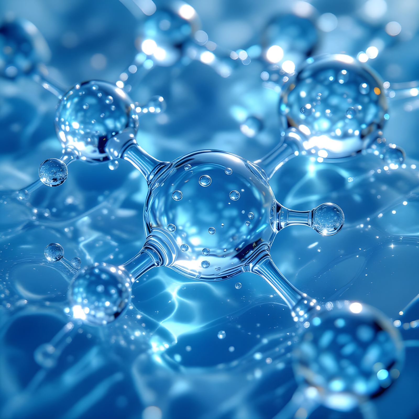 Detailed Macro View of Water Molecules