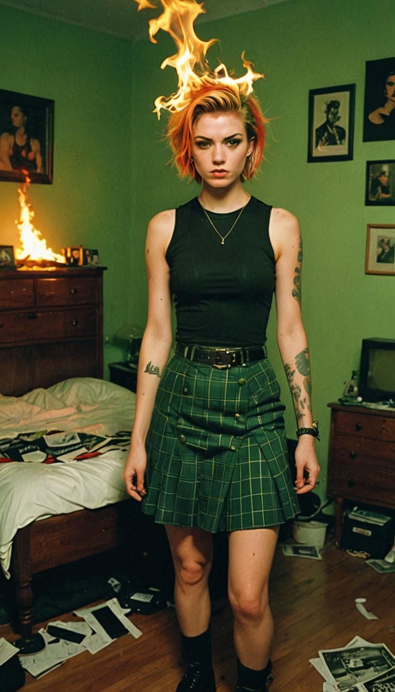 Girl on Fire: Punk Rock 90s Flash Photo