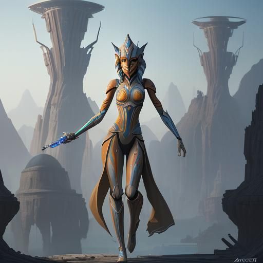 Ahsoka Tano's Tech Fortress: Hyperrealistic Concept Art