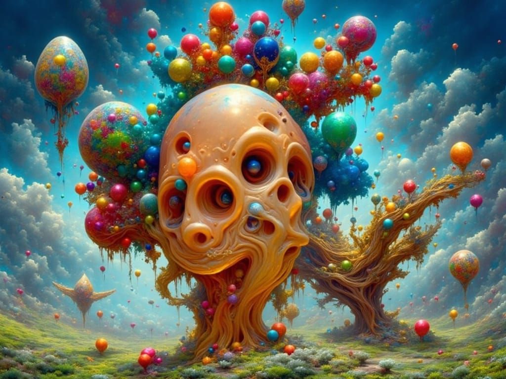 Surreal Balloon Head Sculpture