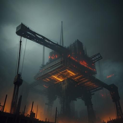 Corrupted Crane Creature in Dark Surrealist Style