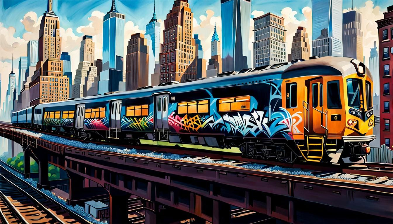 NYC Train Graffiti Masterpiece in Impasto Style