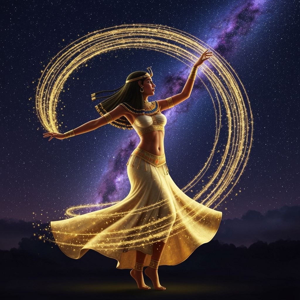 Egyptian Woman Dances in Night Sky with Milky Way