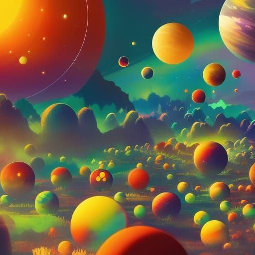 Funny Aliens Play Marbles with Planets