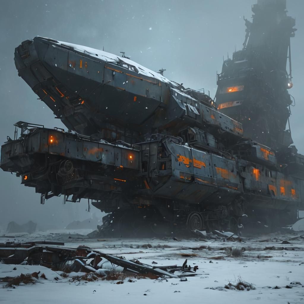 Gritty Abandoned Battleground in Desolate Cinematic Landscap...