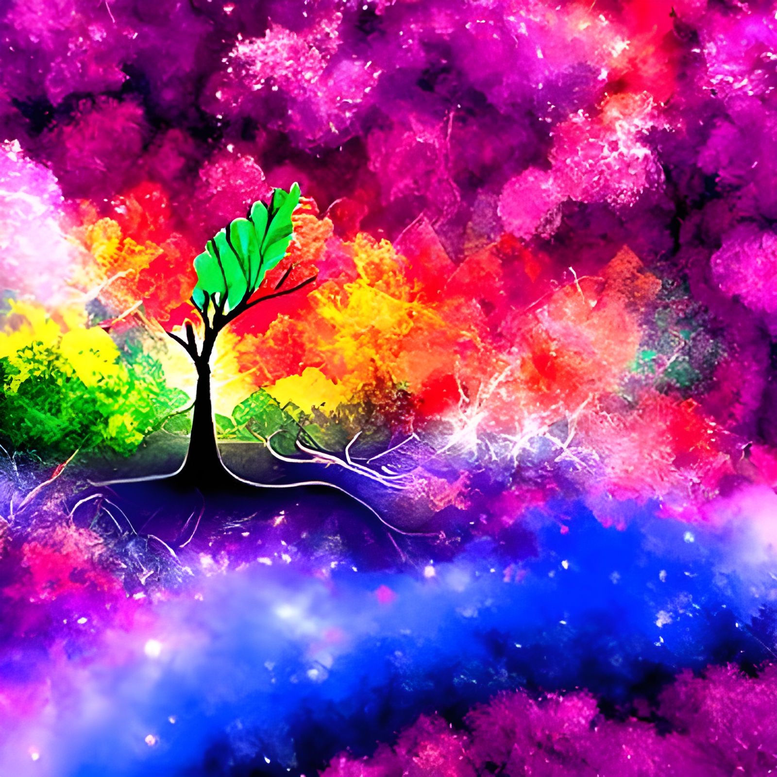 Magical Tree in Vivid Holosomnia Flat Design