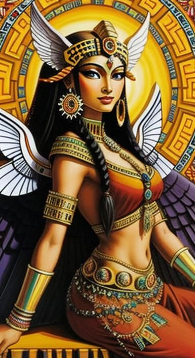 Aztec Expressionism Fairy with Sphinx