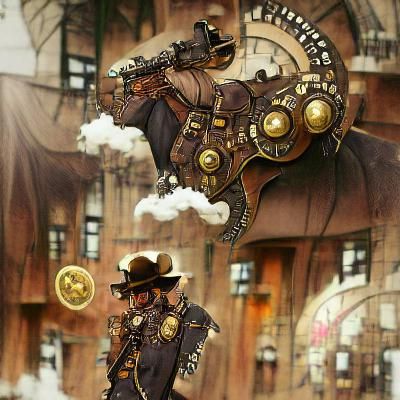 Steampunk Cowboy in a Dusty Street
