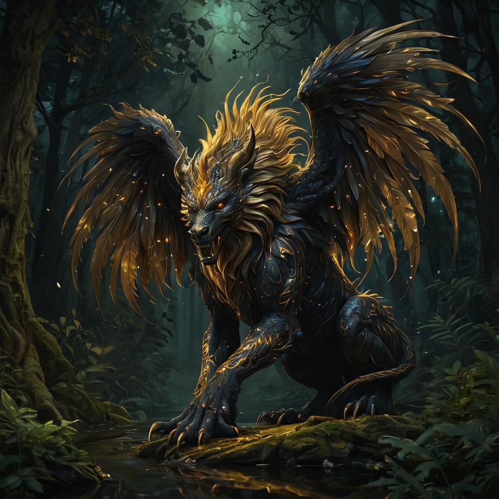 Voluptuous Shadow Chimera in Magical Forest