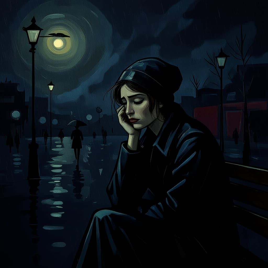 Abstract Impressionist Dreamscape of Emotional Turmoil