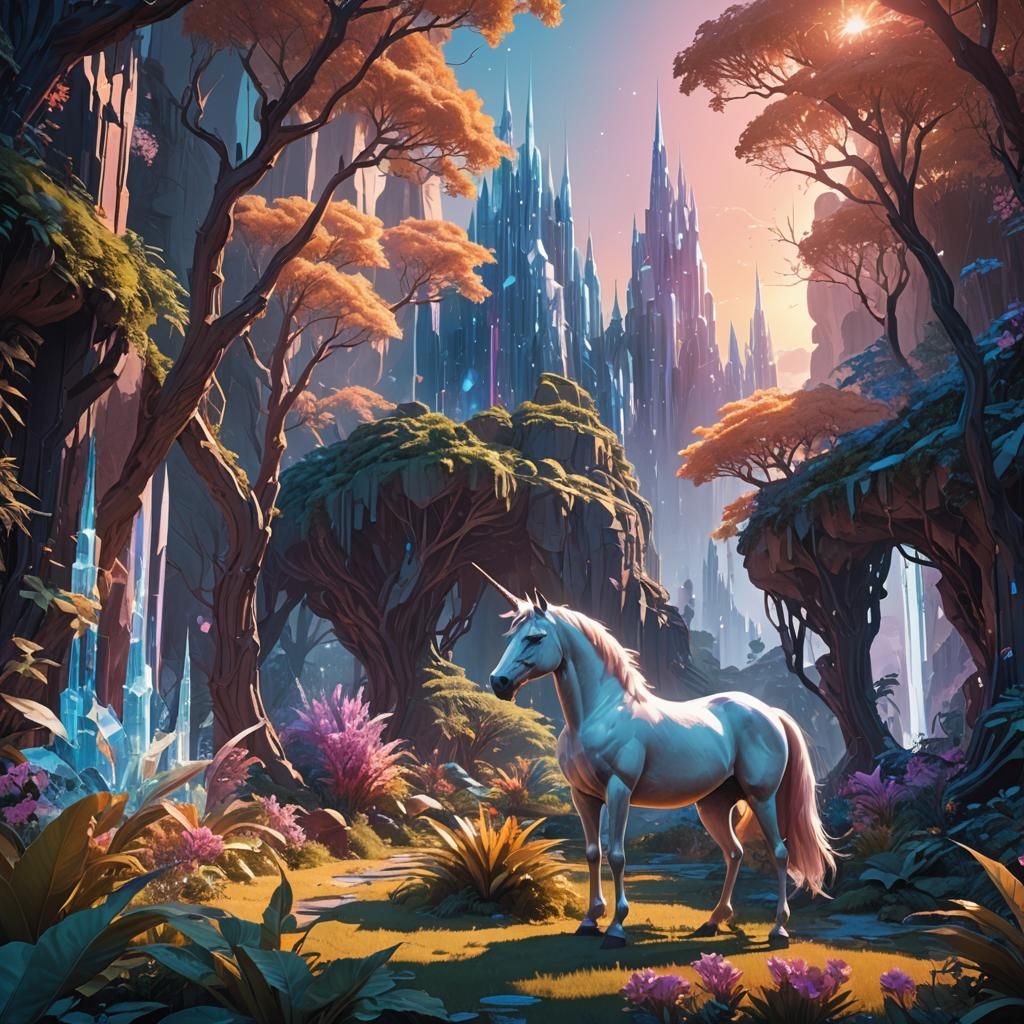 Unicorn Exploration on Mystifying Planet as Digital Art