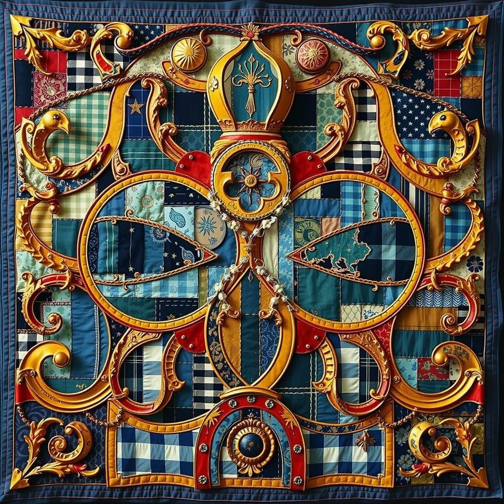 Vibrant Patchwork Tapestry with Exotic Elegance